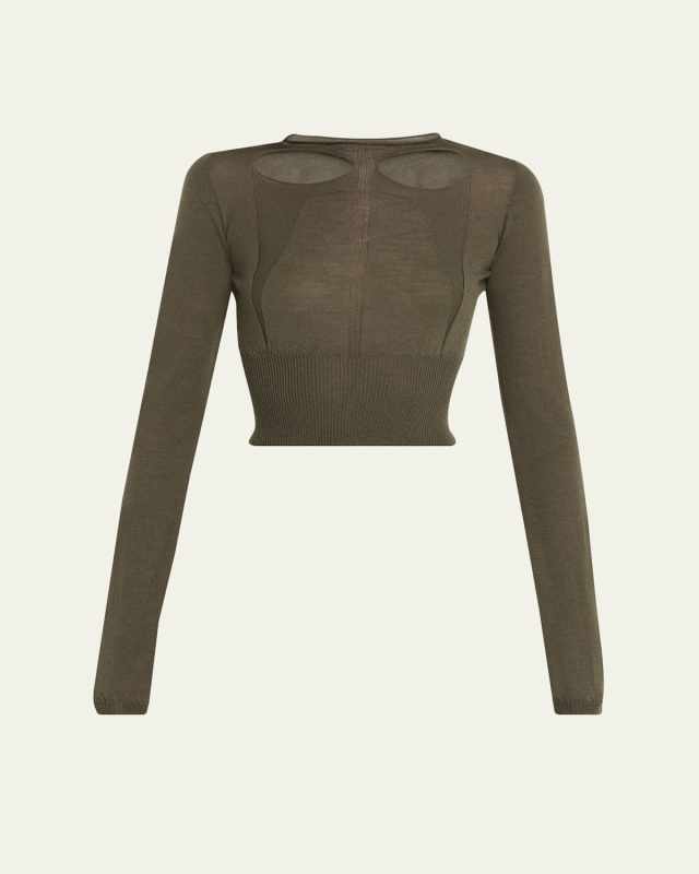 Cutout Long-Sleeve Crop Sweater